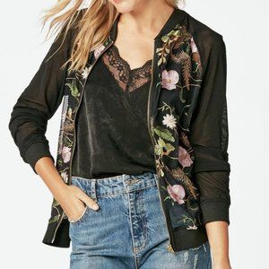 Floral Embroidered Bomber Jacket (JustFab)